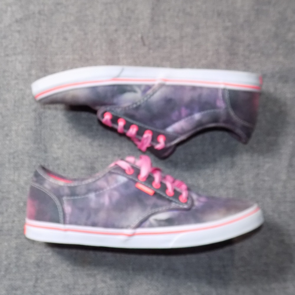 Vans Atwood Low Sneakers Womens 8.5 Purple Tie Dye Good Canvas Skate Shoes TB4R